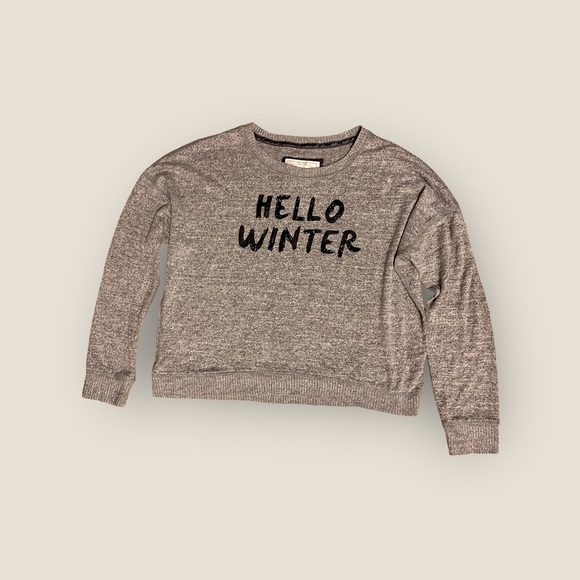 EGUC women's Abercrombie & Fitch "Hello Winter" gray sweater size Medium - Picture 2 of 3